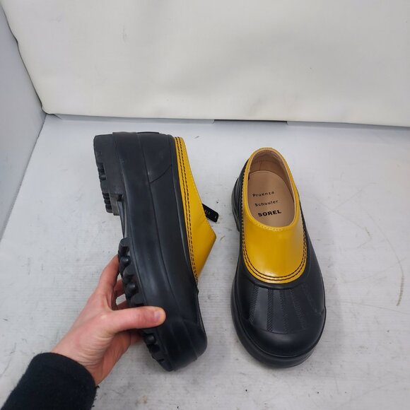 SOREL x Proenza Schouler Black Yellow Waterproof Caribou Slip on Mule Clog